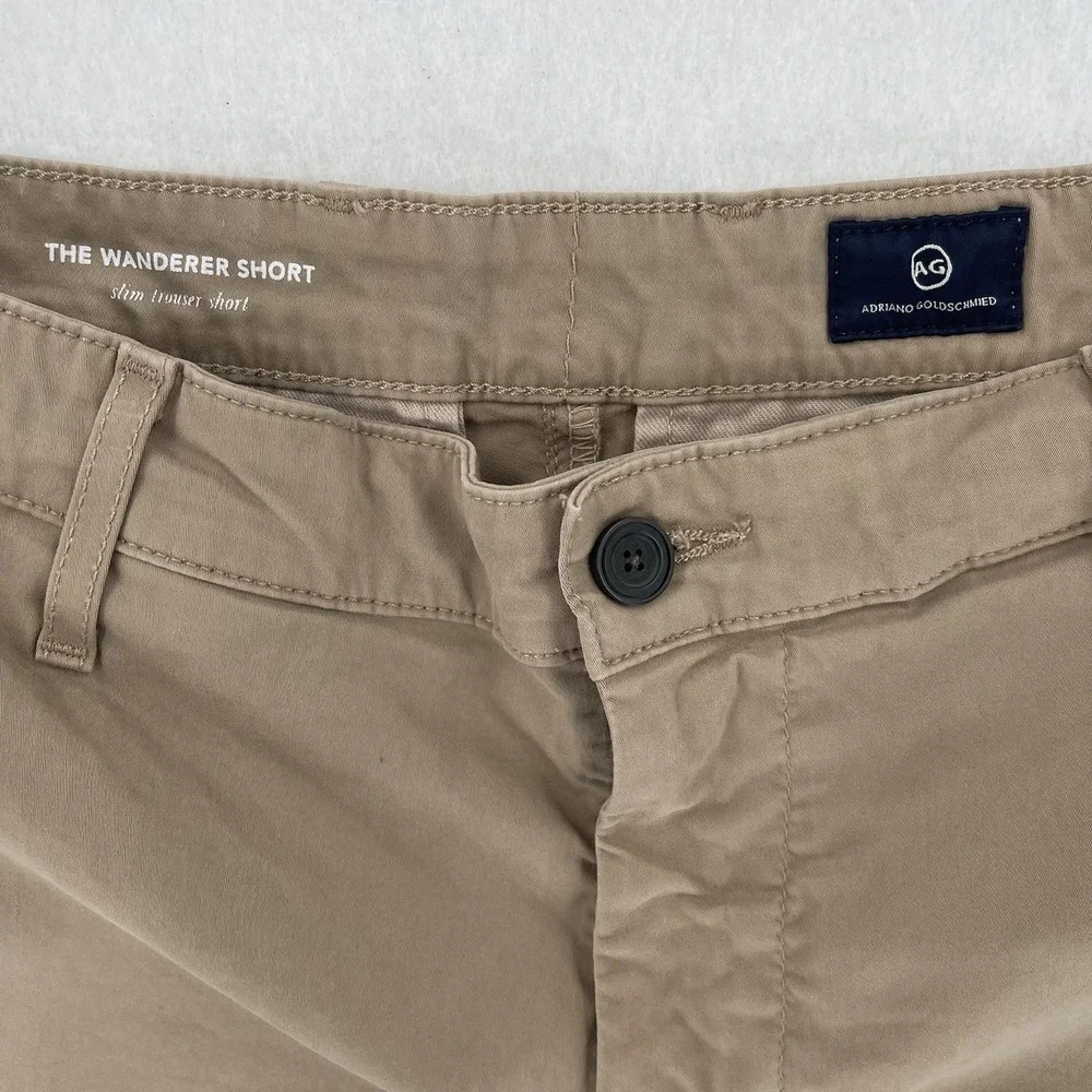 AG The Wanderer Shorts Mens 34R Beige Slim Stretch Chino Khakis Preppy Casual